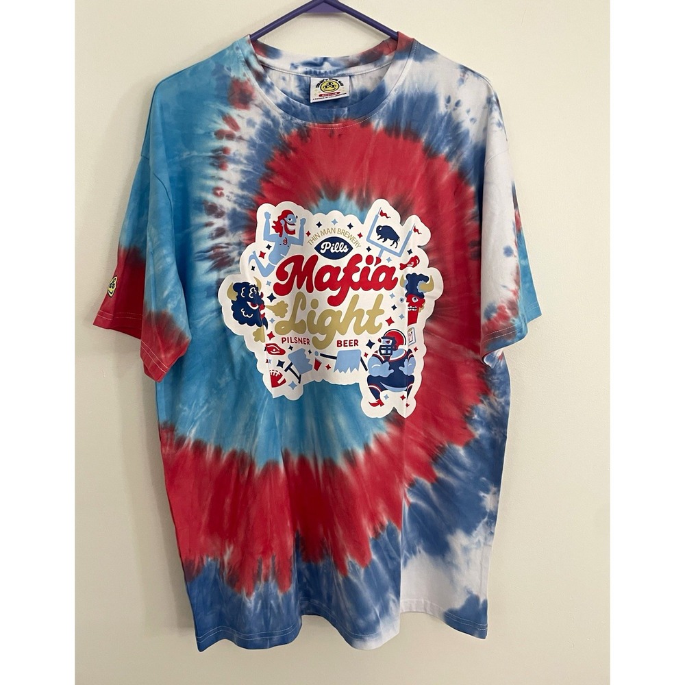 Thin Man Brewery Bills Mafia Light Tie Dye Shirt Medium Just Dishin Buffalo
